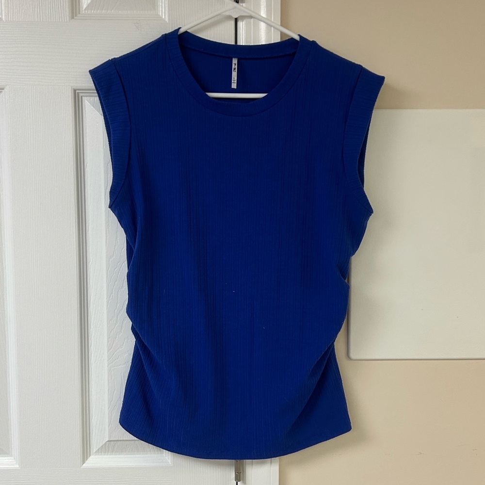 3rd & Malt Sleeveless Royal Blue Tank With Ruching Sides